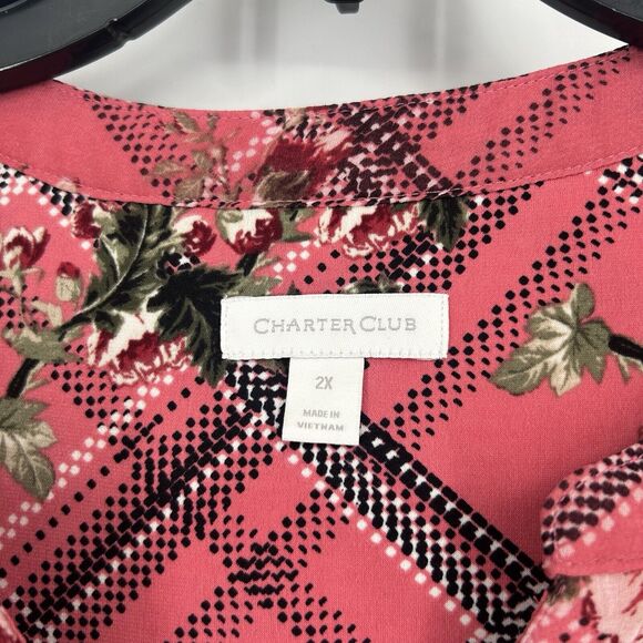 Charter Club Pink Ruffled Long Sleeve Blouse - Picture 9 of 10